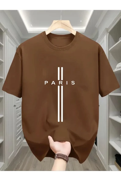 Paris dik çizgi Baskılı özel tasarım Unisex Tshirt - 1