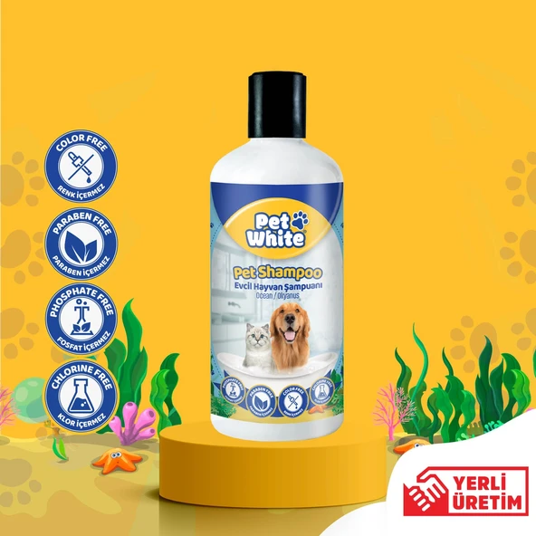 Pet White Kedi Köpek Evcil Hayvan Şampuanı Okyanus Kokulu 500 ml