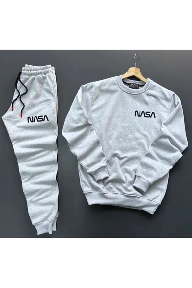 Nasa Baskılı Original Ünisex Kışlık Sweatshirt ve Eşofman Altı 2 li Set Combin Takım