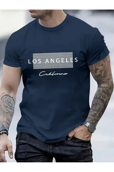 Oversize Los angeles Calıfornıa Baskılı T-shirt Unisex Pamuklu Bisiklet Yaka Kısa Kollu - 10