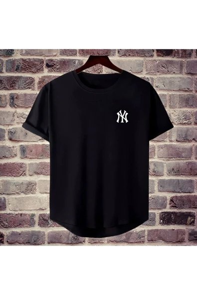 NY Baskılı Original Ünisex Yazlık T-shirt Siyah - 1