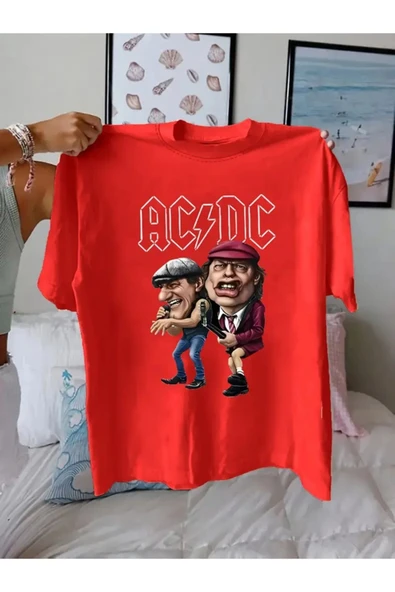 Tshir AC ve DC Baskılı Pamuklu Original Ünisex Yazlık T-shirt - Resim 4
