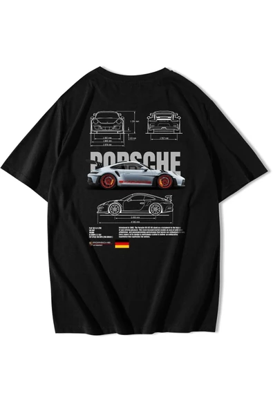 911 GT3 RS Baskılı özel tasarım Unisex Tshirt ürün görseli
