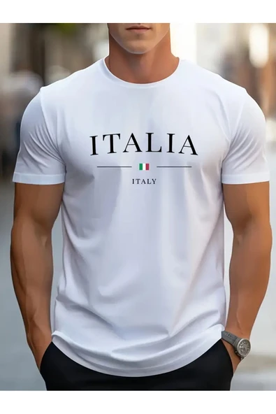 İTALY Çizgili Baskılı Oversize Tshirt ürün görseli