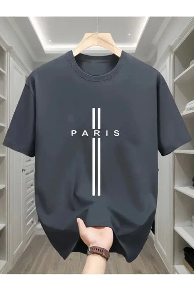 Paris dik çizgi Baskılı özel tasarım Unisex Tshirt ürün görseli