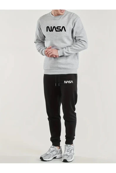 Eşofman Takımı NASA baskılı Unisex kışlık Kalın pamuklu Sweatshirt ve Eşofman altı 2' li set - Resim 10