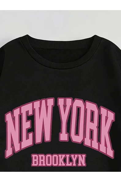 Eşofman Takımı NY baskılı Unisex kışlık Kalın pamuklu Sweatshirt ve Eşofman altı 2' li set - 3