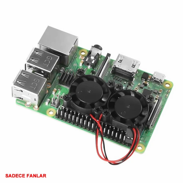 Raspberry Dual Fan Set Pi 4 3 B B+  2 Adet 9mm Alüminyum Blok Raspberry Dual Fan Set Pi 4 3 B B+  2 Adet 9mm Alüminyum Blok Çift Soğutma Fanı Isı Emici Dağıtıcı Sistem Termal Etiketli - Resim 8