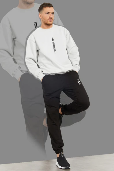 Erkek Dikey Oversize 0 yaka Eşofman Takımı - Resim 2