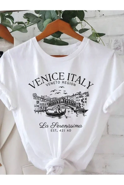 Venice İtaly Baskılı Oversize Tshirt ürün görseli