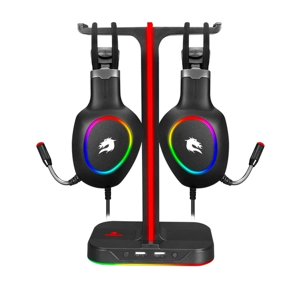 GameBooster HS01 RGB Aydınlatmalı Aksesuar ve İkili Kulaklık Standı - 7