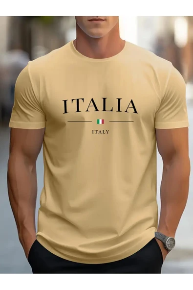 İTALY Çizgili Baskılı Oversize Tshirt ürün görseli