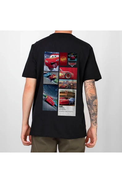 SALLY and MCQUEN Sırt Baskılı  özel Tasarım model baskılı Tshirt ürün görseli