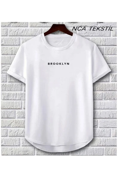Broklyn Baskılı Original Ünisex Yazlık T-shirt Beyaz ürün görseli