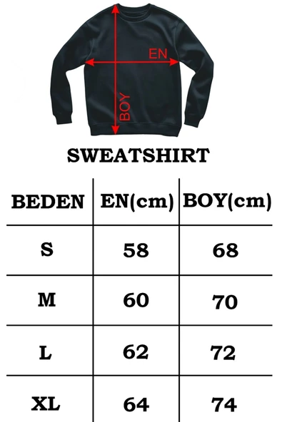 Sweatshirt Kalp Nabız Baskılı Pamuklu kalın ve Yumuşak ürün İçi Şardonlu - 6