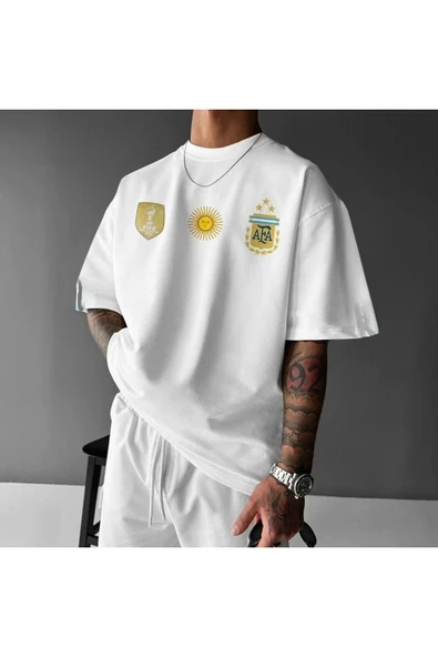Arjantin milli takım  tasarım Baskılı özel Unisex Tshirt ürün görseli