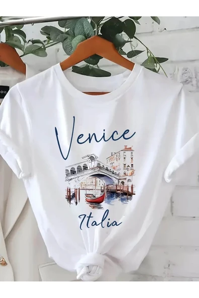 Venice İtaly Baskılı Oversize Tshirt ürün görseli