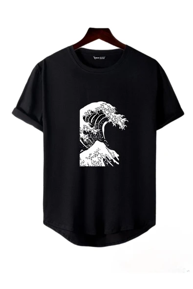 Dalga Baskılı Original Ünisex Yazlık T-shirt - 8