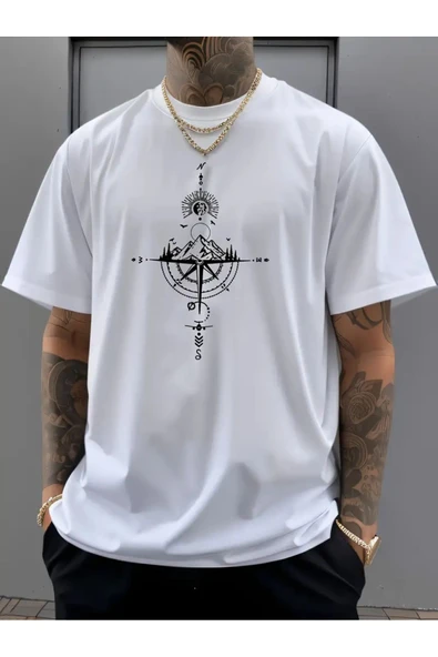 Pusula Baskılı özel tasarım Unisex Tshirt - 1
