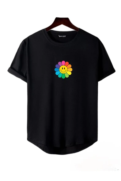 Çiçek Baskılı Original Ünisex Yazlık T-shirt - Resim 5