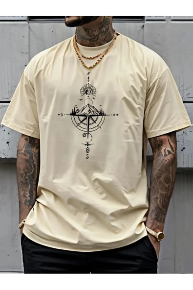 Pusula Baskılı özel tasarım Unisex Tshirt - 1