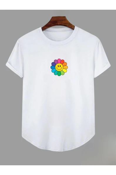 Çiçek Baskılı Original Ünisex Yazlık T-shirt - Resim 3