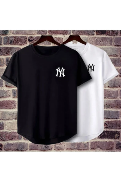 NY Baskılı Original Ünisex Yazlık T-shirt 2 li Set Takım