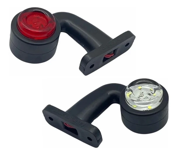 2 Adet 12 Led Boynuz Takoz Lamba 12-24 Volt Kırmızı Beyaz - Resim 2