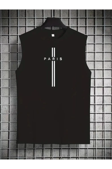 Paris çizgi tasarım Baskılı özel Unisex Kolsuz  Tshirt ürün görseli
