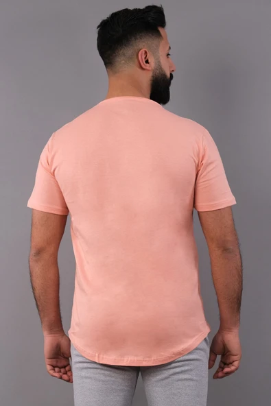 Pudra Rengi Erkek Tişört Oval Kesimli Slim Fit Tişört Standart Kesim (psokt-s) - 3