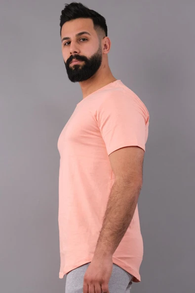 Pudra Rengi Erkek Tişört Oval Kesimli Slim Fit Tişört Standart Kesim (psokt-s) - 2