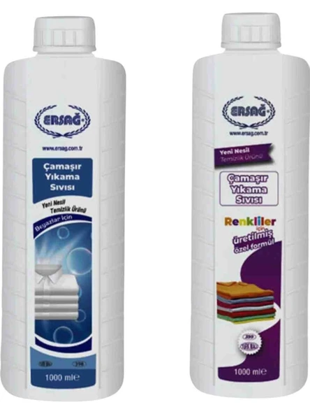 Ersağ Çamaşır Yıkama Beyazlar 1000 ml +Renkliler Için 1000 ml