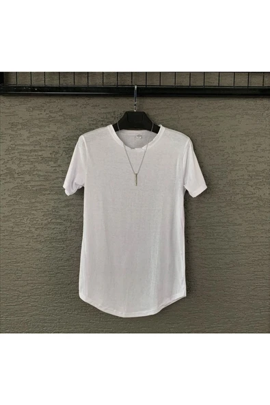 Yeni Sezon Unisex Siyah-beyaz Slim Fit Bisiklet Yaka 2'li Oval Kesimli Tişört - Resim 3