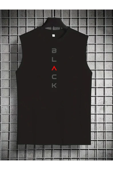 Black tasarım Baskılı özel Unisex Kolsuz  Tshirt ürün görseli