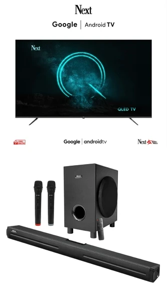 Next YE-75EFSG7 4K Ultra HD 75" 190 Ekran Uydu Alıcılı Google Smart QLED TV + Minix Karaokebar MX-906 N Soundbar