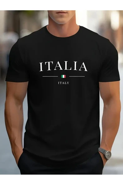 İTALY Çizgili Baskılı Oversize Tshirt ürün görseli