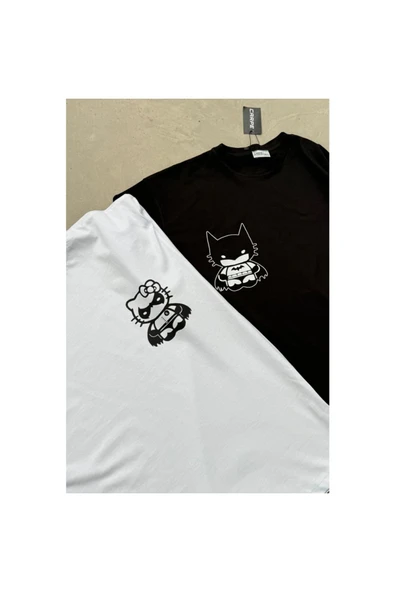 Batman and hello kity  özel tasarım model baskılı Tshirt ürün görseli