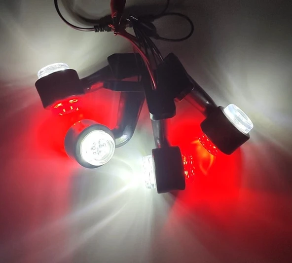 10 Adet 12 Led Boynuz Takoz Lamba 12-24 Volt Kırmızı Beyaz - Resim 5