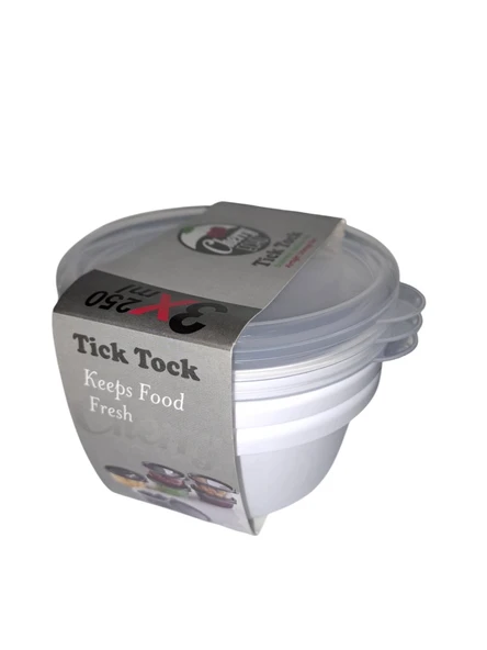 Hobby Life Tick Tock Hava Sızdırmaz Saklama Kabı 3'lü Set 3 x 250 ML Beyaz - 3