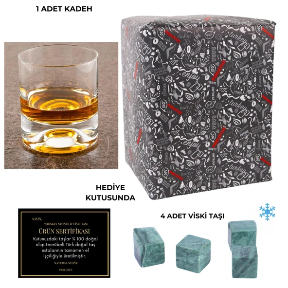 200 cc Holiday Soğuk Kesme Kalın Tabanlı Viski Bardağı Granit Taş Hediyeli - 2