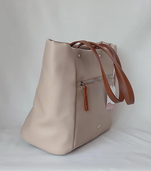 251KP549 Model Sarach Marka Bej Renk Omuz Çantası - 3