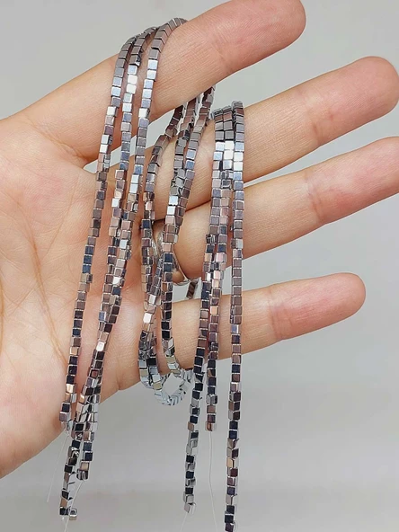 Hematit Taşı Küp Şekilli 2mm Dizi (56066) - Resim 4