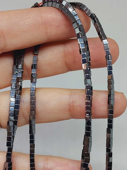 Hematit Taşı Küp Şekilli 2mm Dizi (56068) - Resim 4