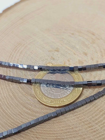 Hematit Taşı Küp Şekilli 2mm Dizi (56068) - Resim 2