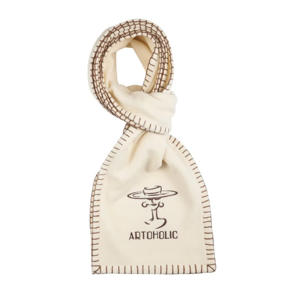 Artoholic krem polar nakışlı atkı