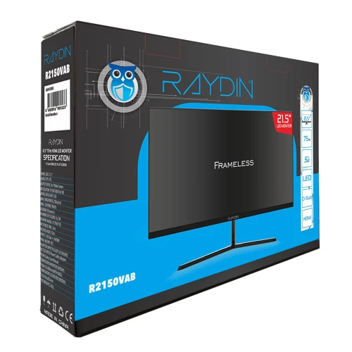 RAYDIN R2150VAB, 21,5" 5ms, 75Hz, Full HD, D-Sub, HDMI, Frameless, VA LED Monitör Siyah - 3