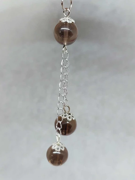 Dumanlı Kuvars Taşı Zincirli Kolye (9429) - Resim 4