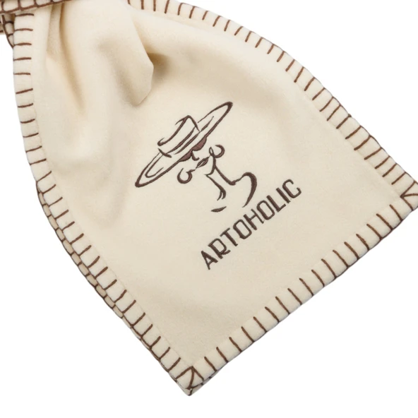 Artoholic krem polar nakışlı atkı - 4
