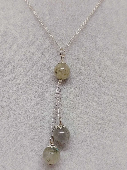 Labradorit Taşı Zincirli Kolye (9300) - 5