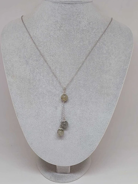 Labradorit Taşı Zincirli Kolye (9300) - 2